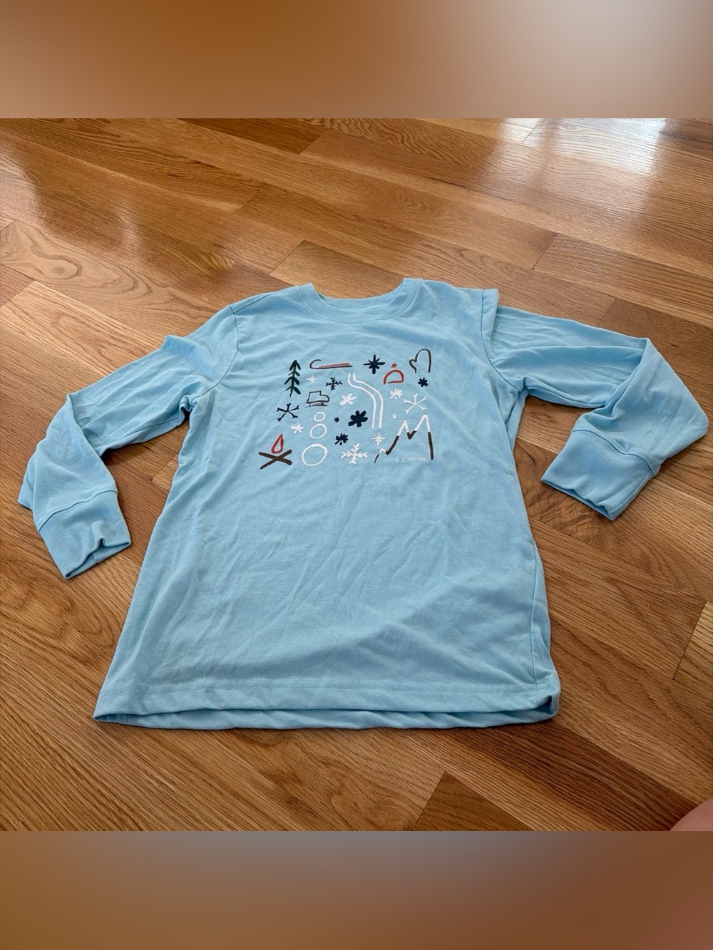 L.L. Bean Light Blue Long-Sleeve Kids Graphic Tee